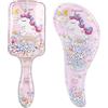 BRTNUP 2 spazzole per capelli per bambini a forma di unicorno, spazzola districante per ragazze e ragazzi, con glitter e figure mobili