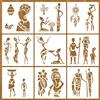 MWOOT 9 Pezzi Stencils Pittura per Tribale Africano, Stencil Mobili Stencil Muro Riutilizzabilei Stencil Bambini African Tribal Paint Stencils Utilizzato Nella Decorazione Di Stoffa Muro(20x20Cm)
