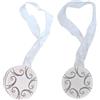 Generico SOLOVO Fermatenda Magnetico, Set 2 Pezzi con Brillantini e Nastro in Organza, Design Decorativo per Tende di Casa, Salotto e Cameretta Argò Shine Bianco
