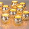 NUPTIO Portacandele Set di 12 Portacandele A Coste In Vetro Argento Per Candele Votive Mercurio Zucca Decorazioni Di Natale Halloween Ringraziamento Pasqua Decorazione Da Tavolo