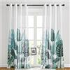 PONY DANCE - Tende per Finestre con Stampata in Voile di Lino con Foglie Verde di Banana Tende Natalizie Decorazioni Casa per Soggiorno/Cameretta Bambini/Camera da Letto, L 132 x A 213 cm, 2 pezzi