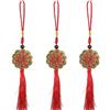 BOBOZHONG DUjuanhong 3 PCS Monete Cinesi Fortuna Portafortuna Monete Feng Shui Nodo I-Ching Tradizionali Stringa Rossa Filo Ricchezza e Successo