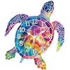 CHGCRAFT Orologio da parete Tartaruga Colorata Non Ticchettante Orologio da parete decorativo di forma irregolare Stampato per la decorazione dell'ufficio domestico, 38,1×33cm