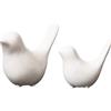 Tibeoyad 2 statuette di uccelli, uccelli, in ceramica, per paesaggio, giardino, casa, ufficio, desktop, decorazione (bianco)