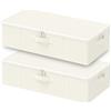 GUOHNHE Contenitore Sottoletto, Scatole Pieghevoli Portavestiti, Organizer Sotto Letto, Cassettiera Salvaspazio, per Coperta Vestiario, Set di 2, Beige, 60 x 30 x 15 cm, XSNY20BES-2