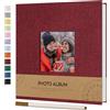 Vienrose Piccolo Album Fotografico Autoadesivo 10 x 15 con Finestra di Visualizzazione, Album Scrapbook Compatto con Copertina in Lino, 40 Pagine Bianche e Penna in Metallo, 17 x 18 cm Rosso