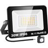YOJZMA 30W Sensore di movimento Luce esterna, 3000LM LED Flood Luci esterne 3000K Luce diurna Bianco caldo Luci di sicurezza impermeabili IP67 per giardino, garage, cortile, campo sportivo, patio