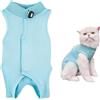 Samlonge Tuta da Recupero per Gatti, Tuta Recupero Chirurgia del Morbida Body Gatto Post Operatorio Vestito Chirurgico Animale Domestico Alternativa a Collare Gatto (Blu, M)