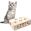 BOHJPIS Giocattolo interattivo per gatti in legno, topo talpa, puzzle box con giocattoli per gatti, caccia, giochi, allenamento, graffi, 5 fori, perfetto per esercizi indoor e divertimento (colore