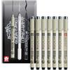 SAKURA Pigma Micron - Penna a inchiostro pigmentato sottile con grafica, inchiostro nero impermeabile, resistente allo sbiadimento e permanente, confezione regalo (Set di 7 (+ grafica))