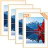 Alyvisun 4 Pack A3 Cornici, Cornice Foto A3 per Foto 14 x 20 cm con Passepartout o 19,7 x 22,6 cm senza Passepartout, Cornice Foto Orizzontale e Verticale per Muro o Tavolo, Tonalità di Legno