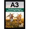 Americanflat Cornice A3 Nera - Cornice da Parete in Legno MDF e Vetro Resistente agli Urti a Finitura Lucida - da Appendere in Verticale o Orizzontale