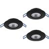 Eglo Zujar, Set di 3 luci da incasso a LED, faretti da incasso, faretti spot da soffitto in plastica nera, spot da incasso a parete, spot da soffitto, luce bianca calda, diametro 8,5 cm