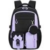 Amythe Zaino per Ragazze Scuola Elementare e Media, Zaino Scuola con Schienale Ergonomico, Zaini Elementari Impermeabile Leggero per Bambina 7-13 Anni, Adatto per Carrello -Viola