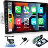 SIXWIN Autoradio 1 Din con Wireless CarPlay Android Auto,9 Pollici Stereo Auto con Bluetooth/FM/Mirror Link/AUX/Controllo del Volante+Telecamera
