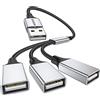 MOGOOD Sdoppiatore USB 2.1 1 Maschio a 3 Femmine, Cavo Multiporta Intrecciato Plug & Play, per Ricarica e Trasferimento Dati, Compatibile Laptop, PC e Dispositivi USB
