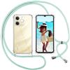 ISOI Cover con Cordino per Realme Note 70T, Custodia Trasparente con Collana Tracolla Laccio Collo Ultra Sottile Morbido TPU Silicone Antiurto AntiGraffio Case, Verde