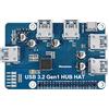Waveshare HUB HAT USB 3.2 Gen1 per Raspberry Pi Zero/Zero W/4B/3B/3B+, con 4 porte USB 3.2 Gen1 fino a 5 Gbps Velocità di trasmissione dati Supporto Plug and Play senza driver Scheda di espansione USB
