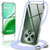 Coiwxmoi Cover per OPPO Reno 12 FS 5G/4G/OPPO Reno 12F 5G/4G con Cordino 6,67,Trasparente Custodia con Laccio Tracolla Corda Catena Cinghia,Ultra Morbido Silicone TPU Antiurto Case, Viola