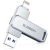 BLANBOK+ 256GB Chiavetta USB per iPhone, MFi Certified, Chiavetta USB con Adattatore Type-C Memoria fotografica Memoria esterna per iPhone/iPad/Android/PC