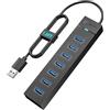 SAN ZANG MASTER Hub USB 3.0 a 7 porte, SAN ZANG MASTER USB 3.0, 5 Gbps, estensore USB ad alta velocità per laptop, unità flash USB, hard disk portatile, stampante, fotocamera, tastiera, mouse, Windows/XPS (50 cm)