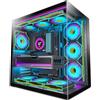 HYXN H1 Case PC ATX - Con 6 ventole PWM ARGB specchio infinito, doppia camera Mid Tower Case per PC Gaming, con Type-C, può ospitare contemporaneamente 3 radiatori da 360 mm (Black, H1)