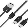 Duttek USB a USB C 2 in 1 cavo dati caricabatterie, USB 2.0 tipo A maschio a 2 Type C maschio Splitter Y sincronizzazione dati e connettore di ricarica per computer e telefono (1,5 m)