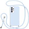 Jrkvniv Cover con Cordino per Samsung Galaxy A13 4G, Custodia con Laccio Collana Tracolla Collo Silicone Antiurto TPU Opaca Protettiva Case per Samsung A13 4G 6.6,Blu