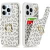 SailorTech Custodia per iPhone 12 Pro Max con Portacarte e Anello, Supporto per Carta di Credito - Leopardo Bianco