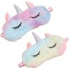 ZEXOWIJ 2 Pezzi Mascherina per Dormire in Peluche, Unicorno Maschera Occhi per Dormire Antiluce per Donna, Benda Occhio Traspirante Maschera di Sonno Copertura degli Occhi per Bambina
