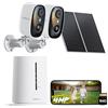 COOAU 4MP kit Telecamera Wi-Fi Esterno con Pannello Solare, 64GB Card Incluse, Wi-Fi 6 Dual Band(2.4GHz & 5GHz), Visione Notturna a Colori, Senza Abbonamenti, Adatta per Interni ed Estern, IP66, Cloud