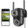 Reobiux 2K Telecamera Wi-Fi Esterno con Doppia Lente, 360° PTZ 2,4/5GHz Videocamera Sorveglianza Esterno, Colori Visione Notturna, Tracciamento Automatico del Movimento, Registrazione 24/7, IP66