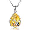 URONE Collana in argento sterling 925 con ciondolo a forma di ape, in ambra e girasole, idea regalo per donna, Nessuna pietra preziosa