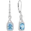 FJ Orecchini Pendenti Argento 925 Orecchini Acquamarina Gioielli Pietre Portafortuna Marzo per Donna