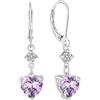 JO WISDOM Orecchini Pendenti Cuore Argento 925 Donna con 3A Zirconia cubica Febbraio Birthstone Colore Ametista