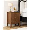 HEYZOEY Tavolo Vintage con 3 Cassetti, Comodino in Stile Rustico Country con Maniglie in Oro, Comodino per Camera da Letto e Soggiorno, Noce (45 × 35 × 61 cm)