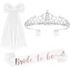 Capaneus Addio al Nubilato Gadget, Bride to Be Decorazione, Velo Sposa, Satin Sash Fascia Addio al Nubilato, Tiara Corona di Cristallo, Kit Sposa Addio al Nubilato per la Notte delle Ragazze