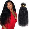 Shoaiye Human Hair Bundles Curly Wave Capelli Veri Tessitura Unprocessed Remy Machine Weave 3 Extensions Double Weft Color #1B Natural Black 30 30 30 Inch
