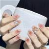 Auriselle Stampa su Unghies Corte 30 Pezzi Unghie Francesi False a Forma di Quadrato Unghie Artificiali Rosa Gradiente con Farfalle 3D Design, Perfette per la Manicure a Casa