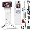 SJCAM C400 Kit Vlog(256G) - Vlog camera, Action cam 4K 2-in-1, Schermo touch da 2.29, Stabilizzatore a 6 assi, Impermeabile, 7 ore di registrazione, per Viaggi, Live, YouTube, Gift, Bianco