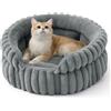 Bedsure Cuccia lavabile per gatti - 51x51 cm, piccola cuccia rotonda per gatti da interno, cestino per cuccioli con fondo antiscivolo e cuscino rimovibile reversibile, grigio