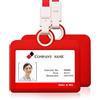 HiCycle2 Porta badge orizzontale con cordino, in silicone, resistente, per carta d'identità, biglietti da visita, ufficio, colore: rosso