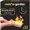 Cook'in Garden - Accendifuoco, confezione 32 cubetti in lana di legno FSC® 100%, senza odore e inodore, accensione facile per barbecue, braciere, stufa o camino, uso esterno