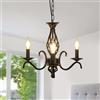 Comely Lampadario Classico Nero Vintage, 3 Luci E14 Lampadario a Candelabro in Ferro, Altezza Regolabile Plafoniera Soffitto Retro per Sala da Pranzo, Camera da Letto, Soggiorno Cucina Corridoio