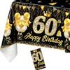 Meanju Tovaglia per 60° Compleanno Nero Oro, 130 x 220 cm