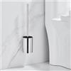 ASKLUND Scopino per WC, Scovolino Bagno con Portascopino in Acciaio Inox Comprese 2 Testine, Montaggio a Parete/a Terra, Argento