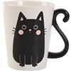 I-TOTAL®- Tazza in CERAMICA forma gatto, tazza per Tè e caffè, 11,5 x 10 x 8,5 cm (GATTO NERO)