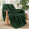 Whale Flotilla Coperta Morbida con Motivo Jacquard 3D, Coperta per Divano, letto, Squisita e Calda, per Tutte le Stagioni, 130 x 150 cm, Verde Scuro
