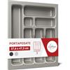 LouMaxx Portaposate per cassetti larghi cm, portaposate cm, prodotto in Germania, grigio con scomparti e angoli stabili, infrangibile e durevole (grigio argento, 47,3 x 37,6 cm - 7 scomparti)