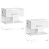 HOOBRO Set di 2 Comodino Sospeso, Comodino da Parete con Stazione di Ricarica e Cassetto, 1 Presa Standard e 2 Porte USB, per Camera da Letto, Bianco EWT127CBZP201